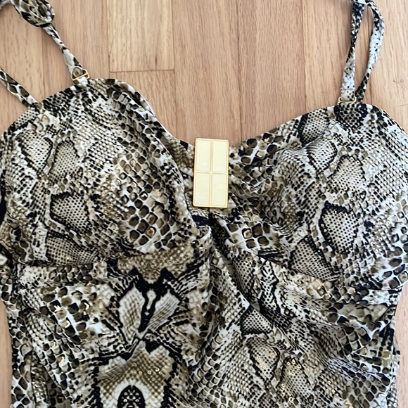 One piece lizard with gold detail bathing suit. Padding included. NWT size 10 - Picture 2 of 3